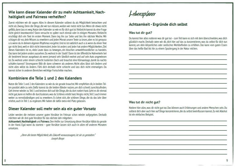 Erklärung Kalender, Lebensplaner